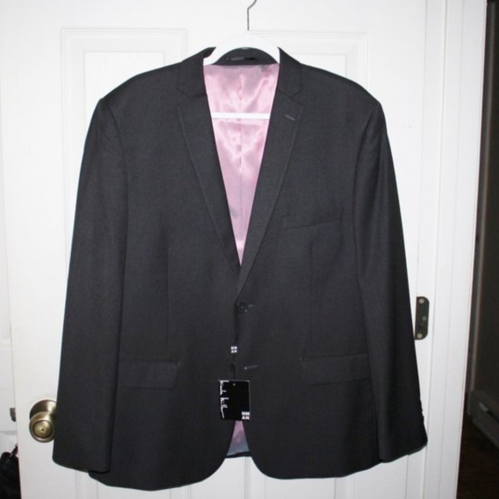 Men's Charcoal Gray Suit Jacket Blazer 44S Nicole Miller